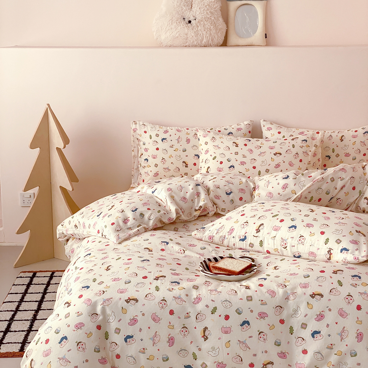 91家纺网 家纺一手货源 找家纺 8小时家纺 2025新款40s天然肌理双层纱四件套 小新