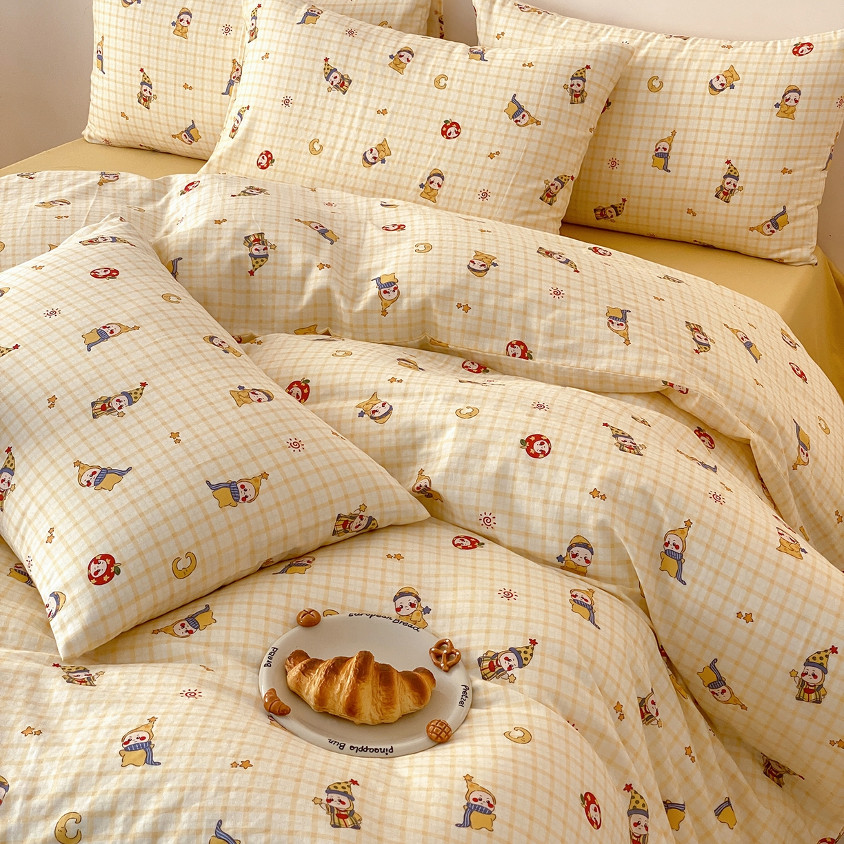 91家纺网 家纺一手货源 找家纺 8小时家纺 2025新款40s天然肌理双层纱四件套 星星人