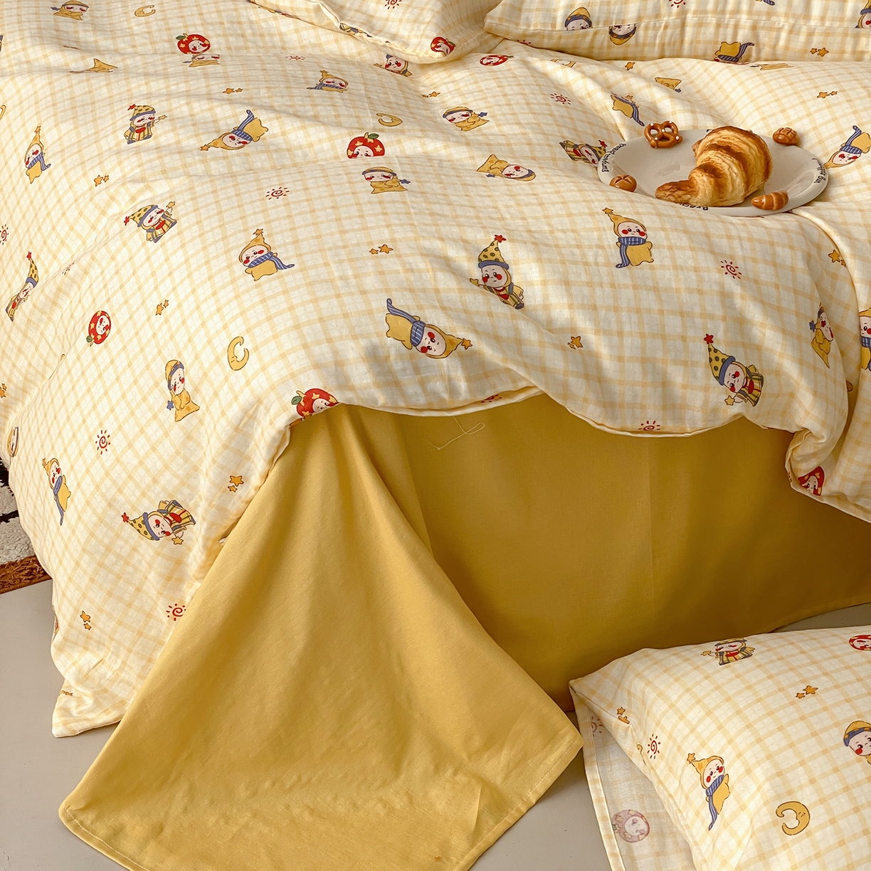 91家纺网 家纺一手货源 找家纺 8小时家纺 2025新款40s天然肌理双层纱四件套 星星人