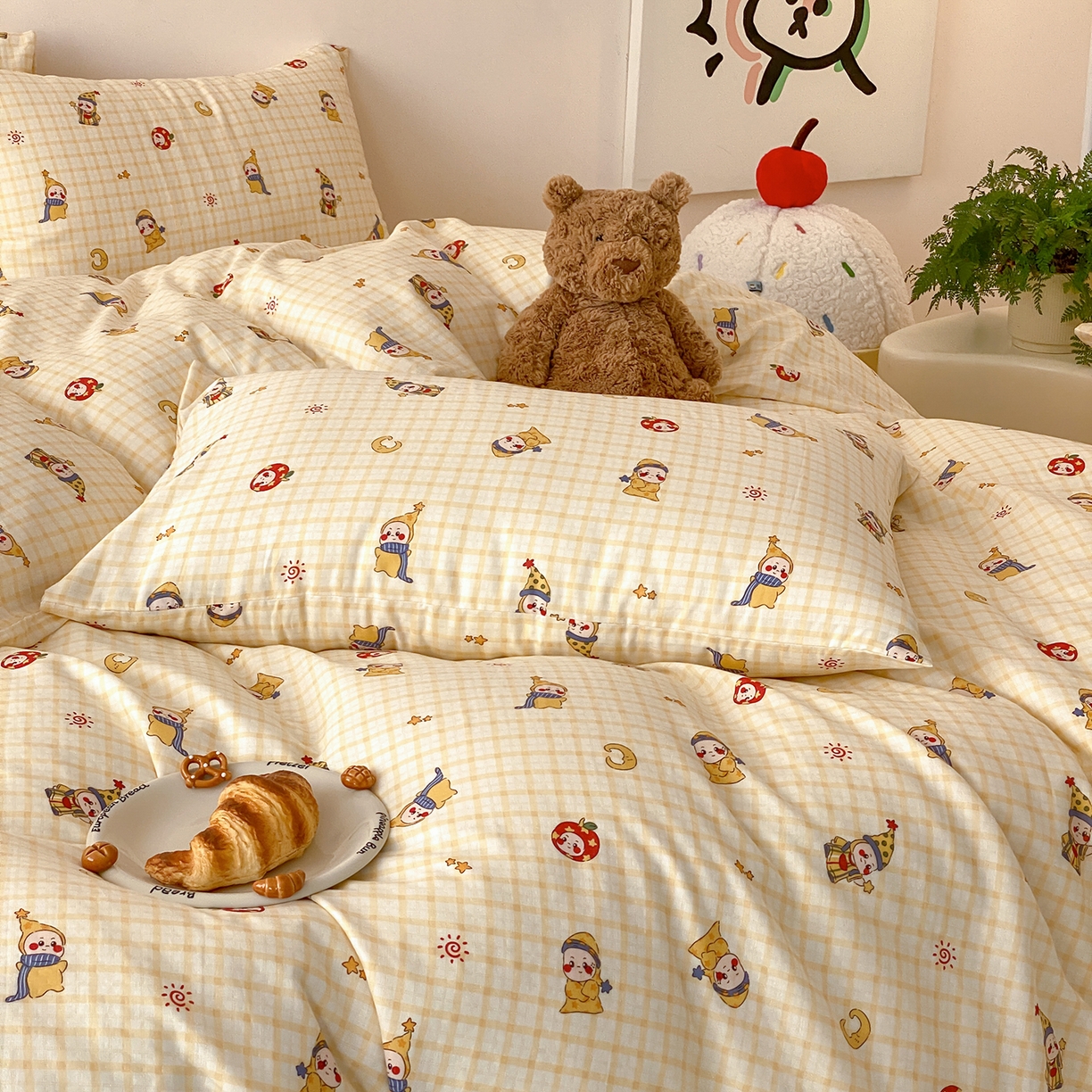 91家纺网 家纺一手货源 找家纺 8小时家纺 2025新款40s天然肌理双层纱四件套 星星人