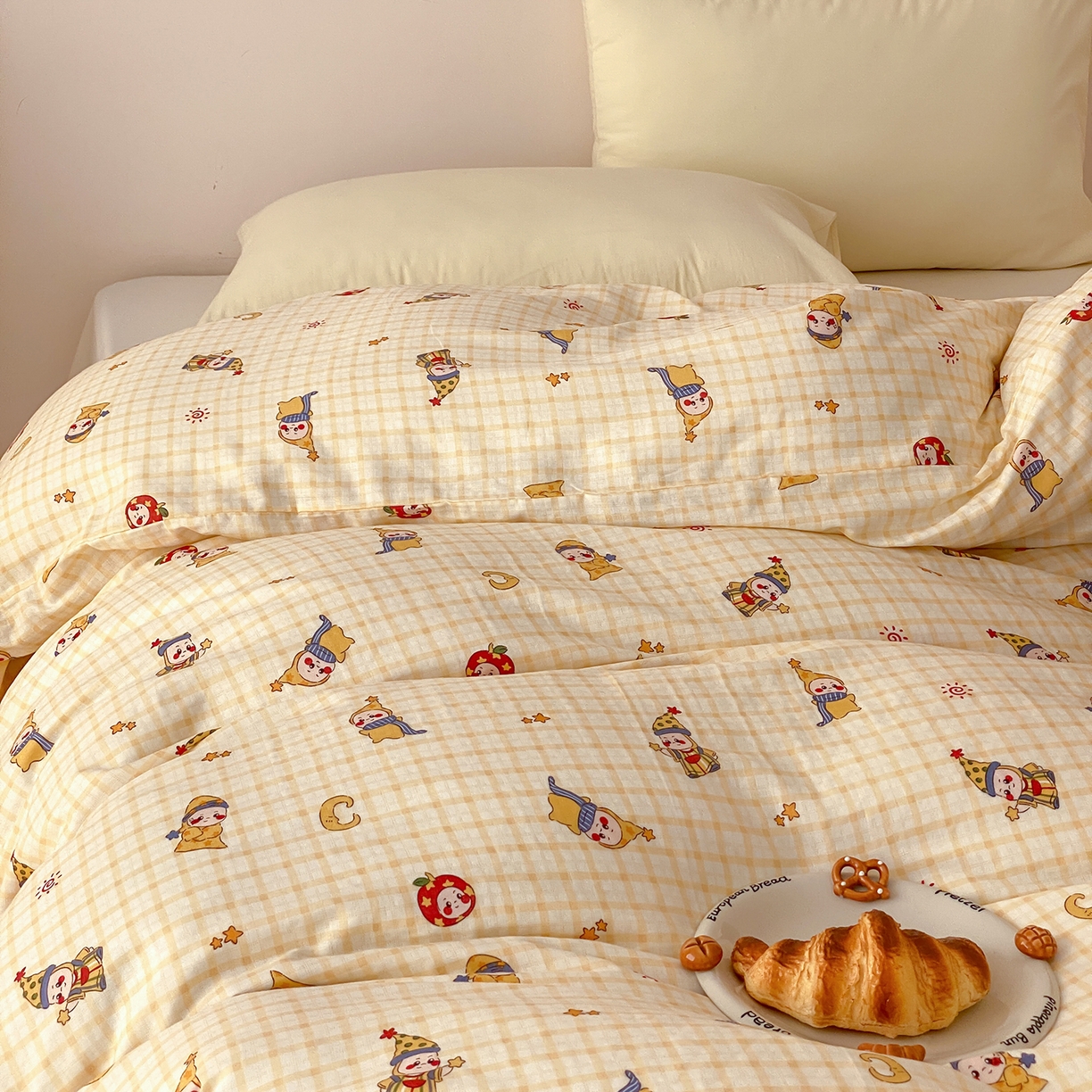 91家纺网 家纺一手货源 找家纺 8小时家纺 2025新款40s天然肌理双层纱单品被套 星星人