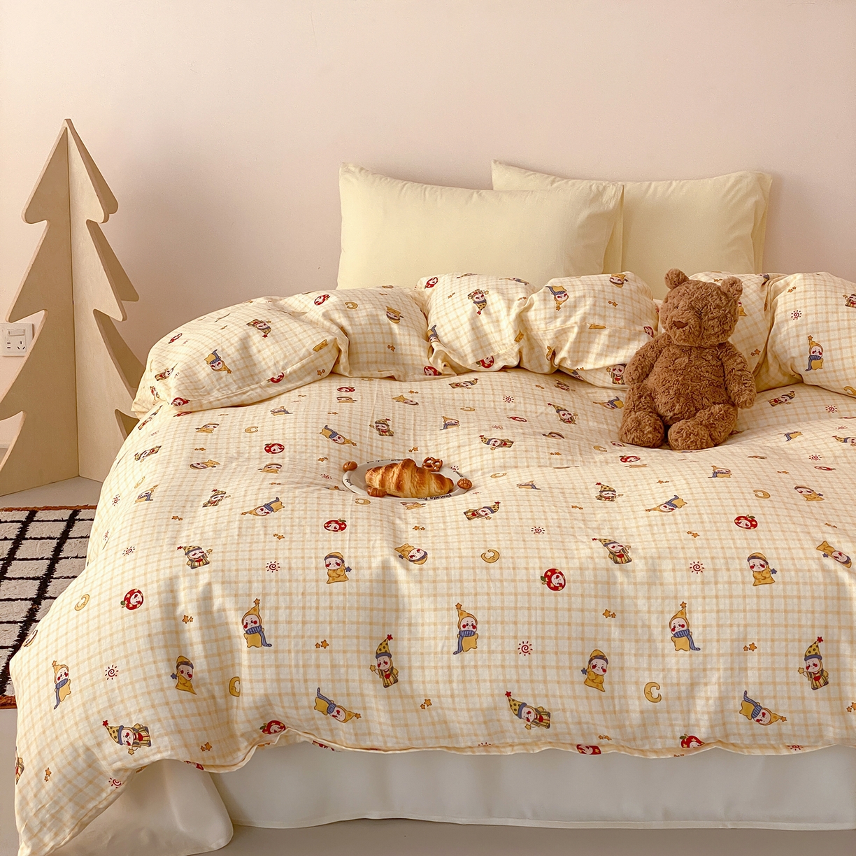 8小时家纺 2025新款40s天然肌理双层纱单品被套 星星人