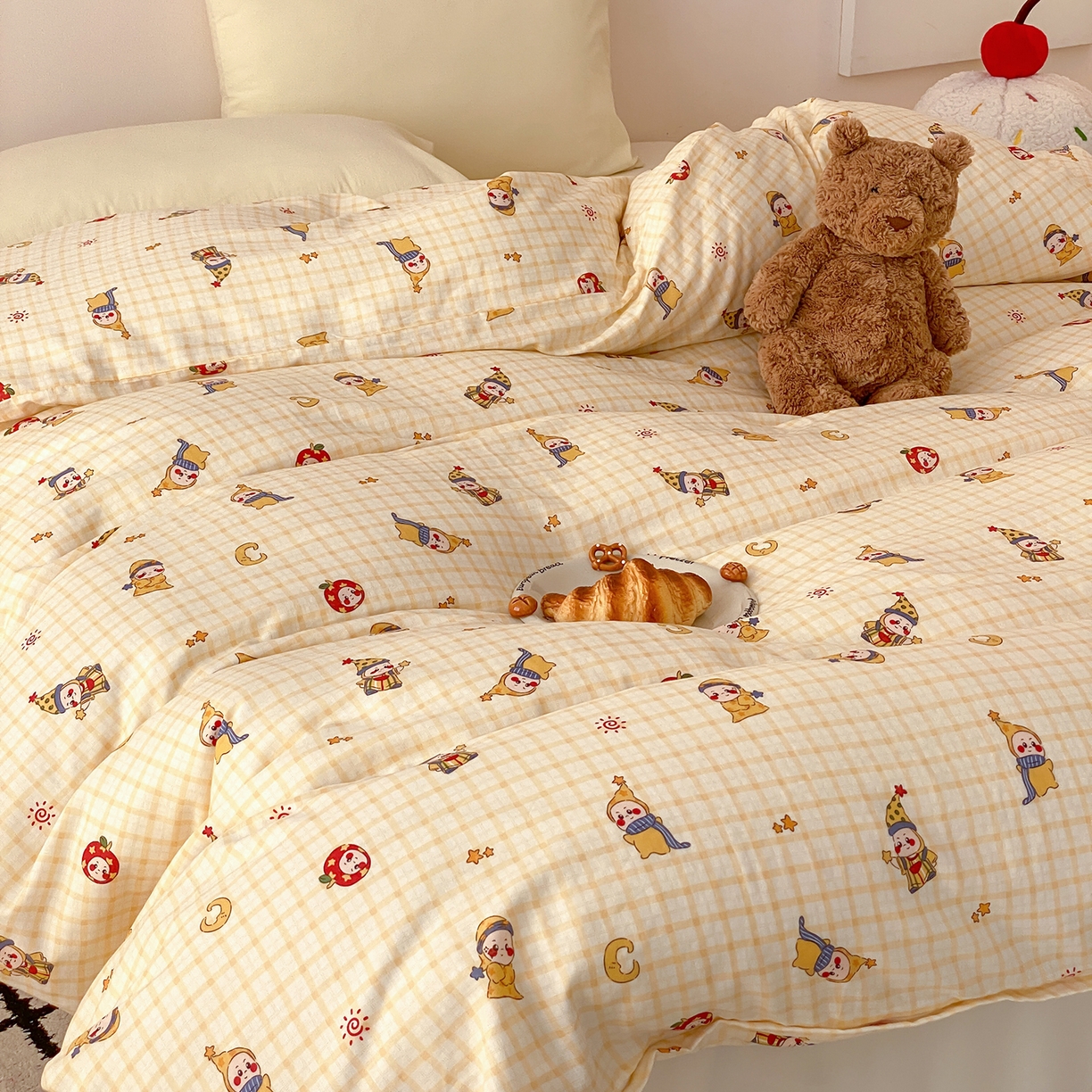 91家纺网 家纺一手货源 找家纺 8小时家纺 2025新款40s天然肌理双层纱单品被套 星星人