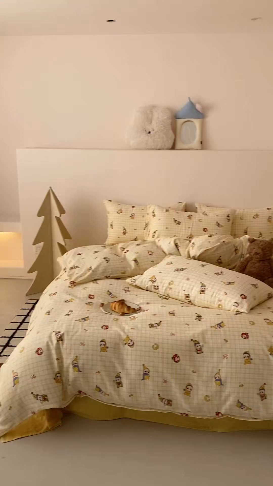 91家纺网 家纺一手货源 找家纺 8小时家纺 2025新款40s天然肌理双层纱单品被套 星星人