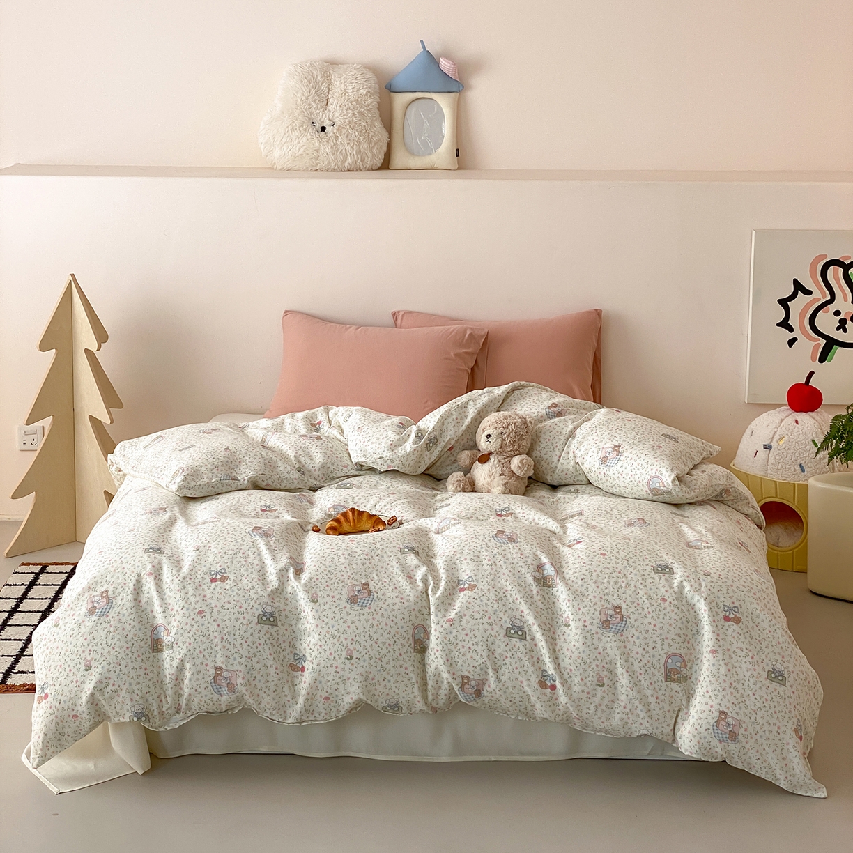 91家纺网 家纺一手货源 找家纺 8小时家纺 2025新款40s天然肌理双层纱单品被套 快乐小狗