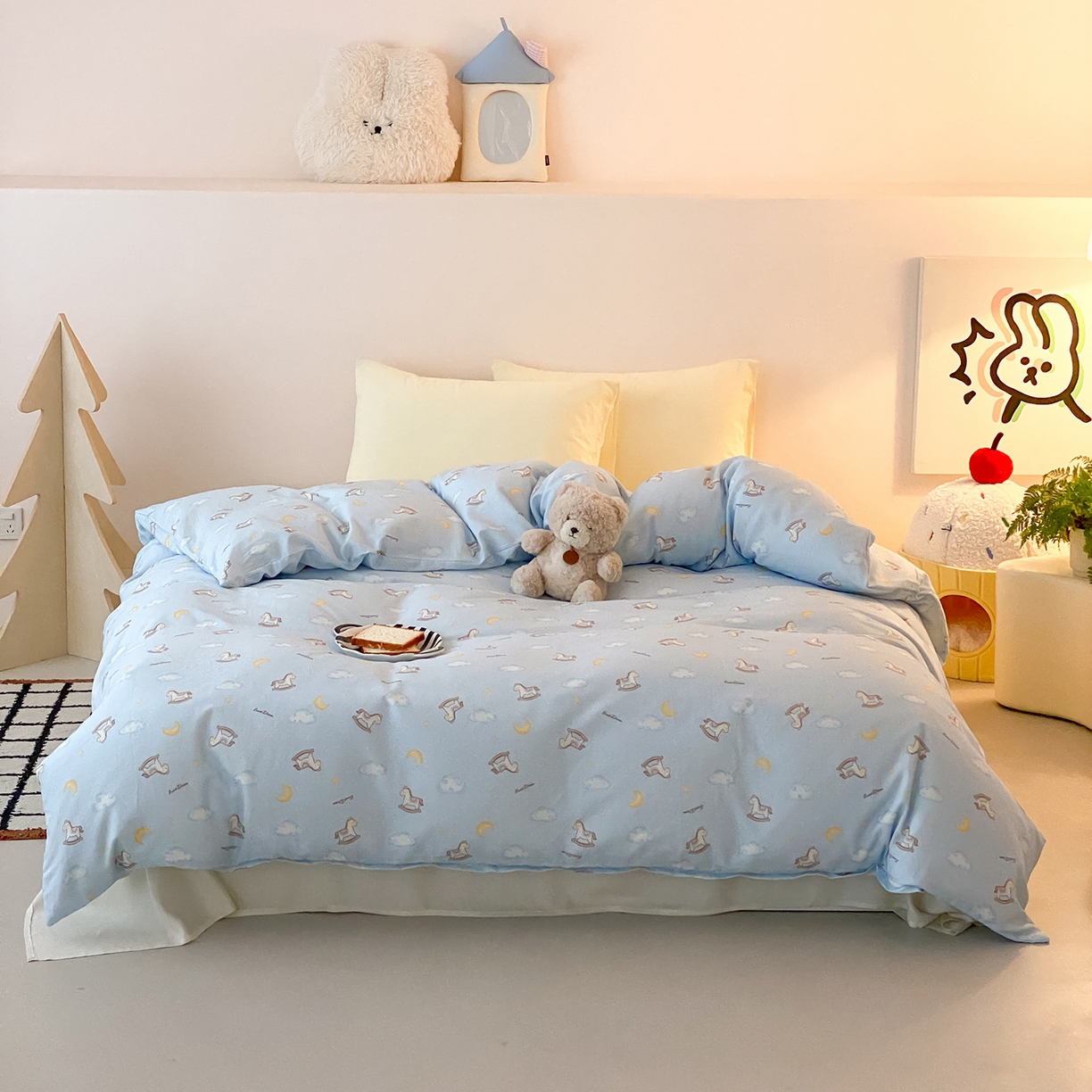 91家纺网 家纺一手货源 找家纺 8小时家纺 2025新款40s天然肌理双层纱单品被套 摇篮曲