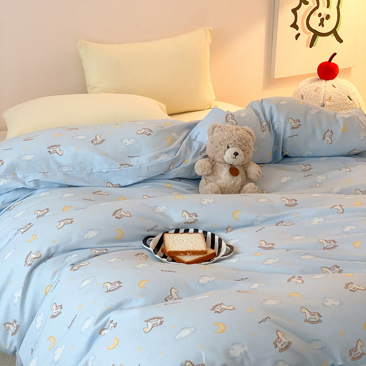 91家纺网 家纺一手货源 找家纺 8小时家纺 2025新款40s天然肌理双层纱单品被套 摇篮曲