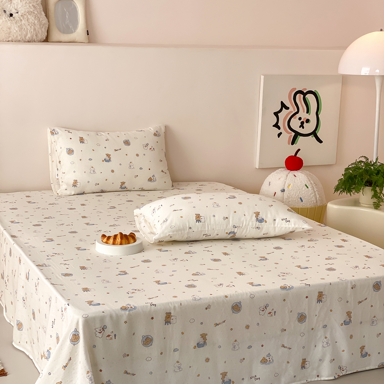 91家纺网 家纺一手货源 找家纺 8小时家纺 2025新款40s天然肌理双层纱单品床单 泡泡布丁