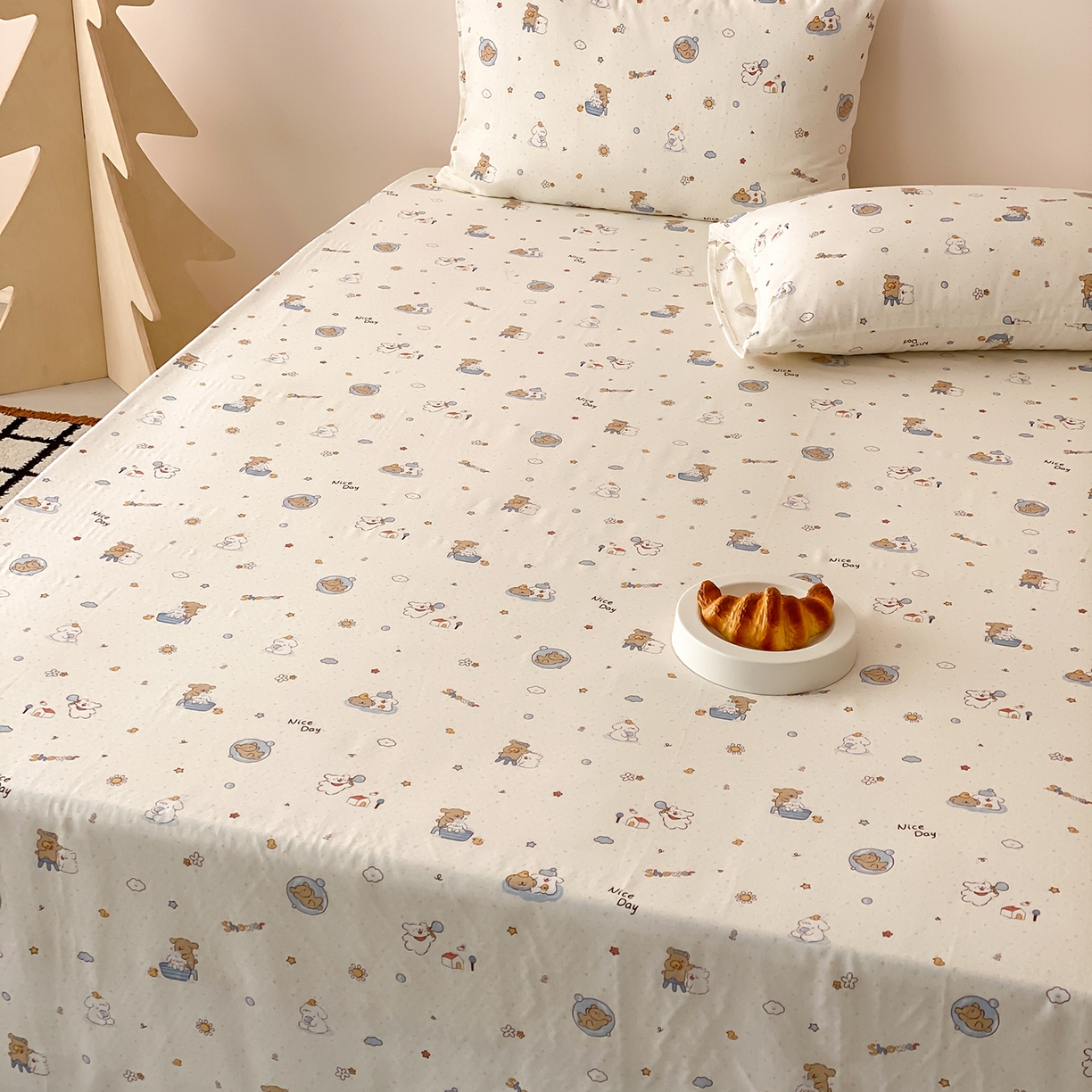 91家纺网 家纺一手货源 找家纺 8小时家纺 2025新款40s天然肌理双层纱单品床单 泡泡布丁