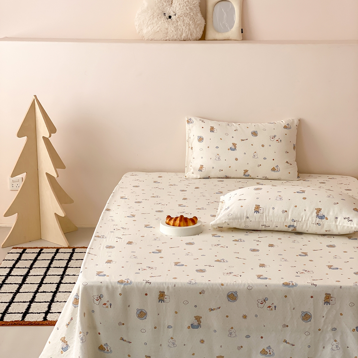 91家纺网 家纺一手货源 找家纺 8小时家纺 2025新款40s天然肌理双层纱单品床单 泡泡布丁