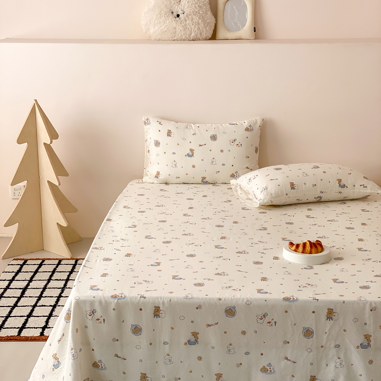 91家纺网 家纺一手货源 找家纺 8小时家纺 2025新款40s天然肌理双层纱单品床单 泡泡布丁