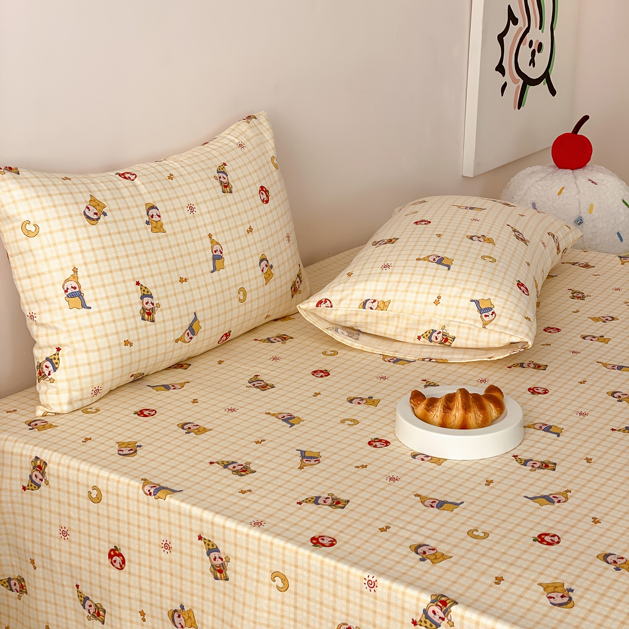 91家纺网 家纺一手货源 找家纺 8小时家纺 2025新款40s天然肌理双层纱单品床单 星星人