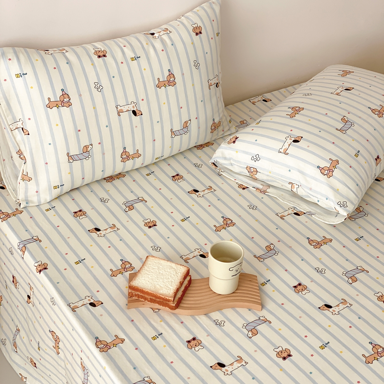 91家纺网 家纺一手货源 找家纺 8小时家纺 2025新款40s天然肌理双层纱单品床单 腊肠狗