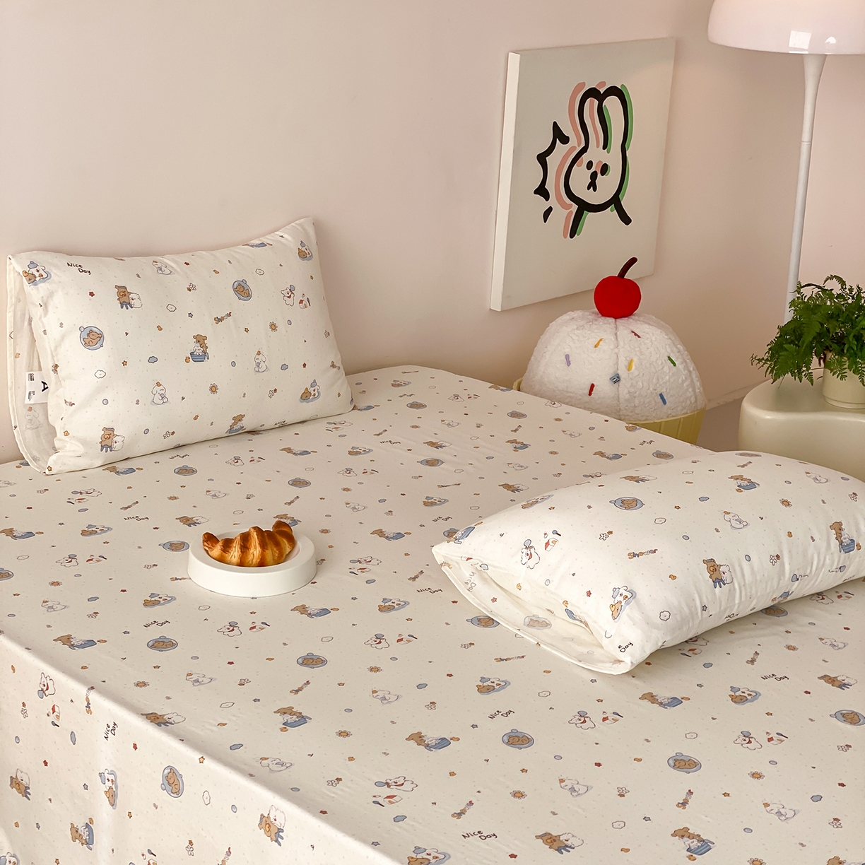 91家纺网 家纺一手货源 找家纺 8小时家纺 2025新款40s天然肌理双层纱单品床单 泡泡布丁