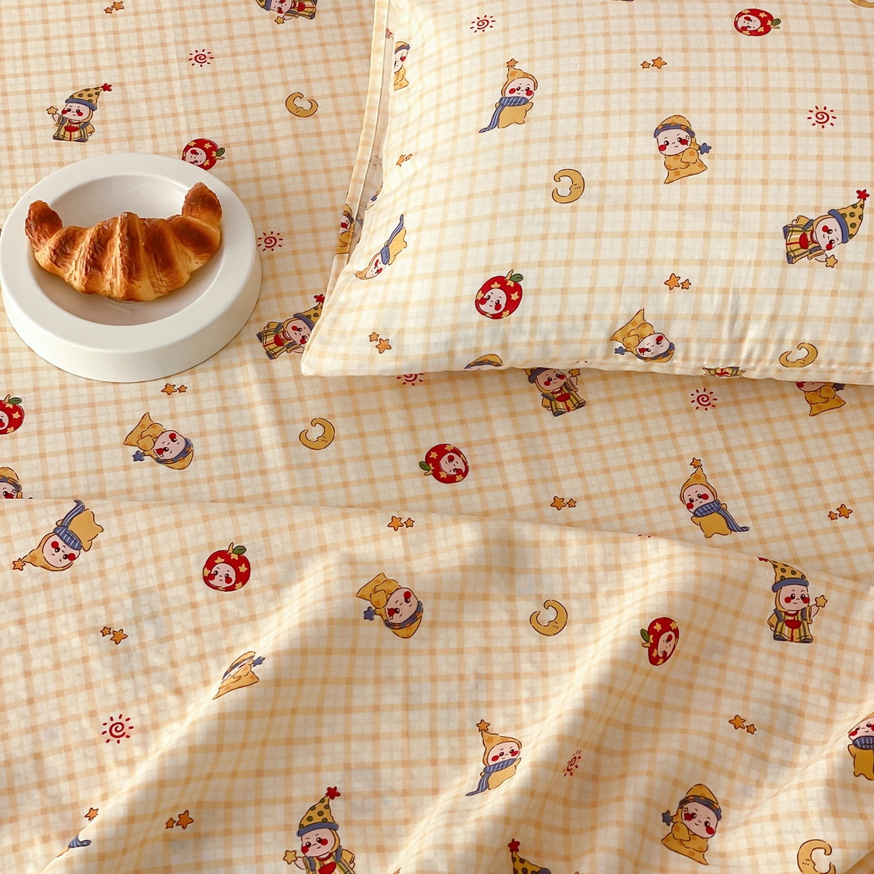 91家纺网 家纺一手货源 找家纺 8小时家纺 2025新款40s天然肌理双层纱单品床单 星星人