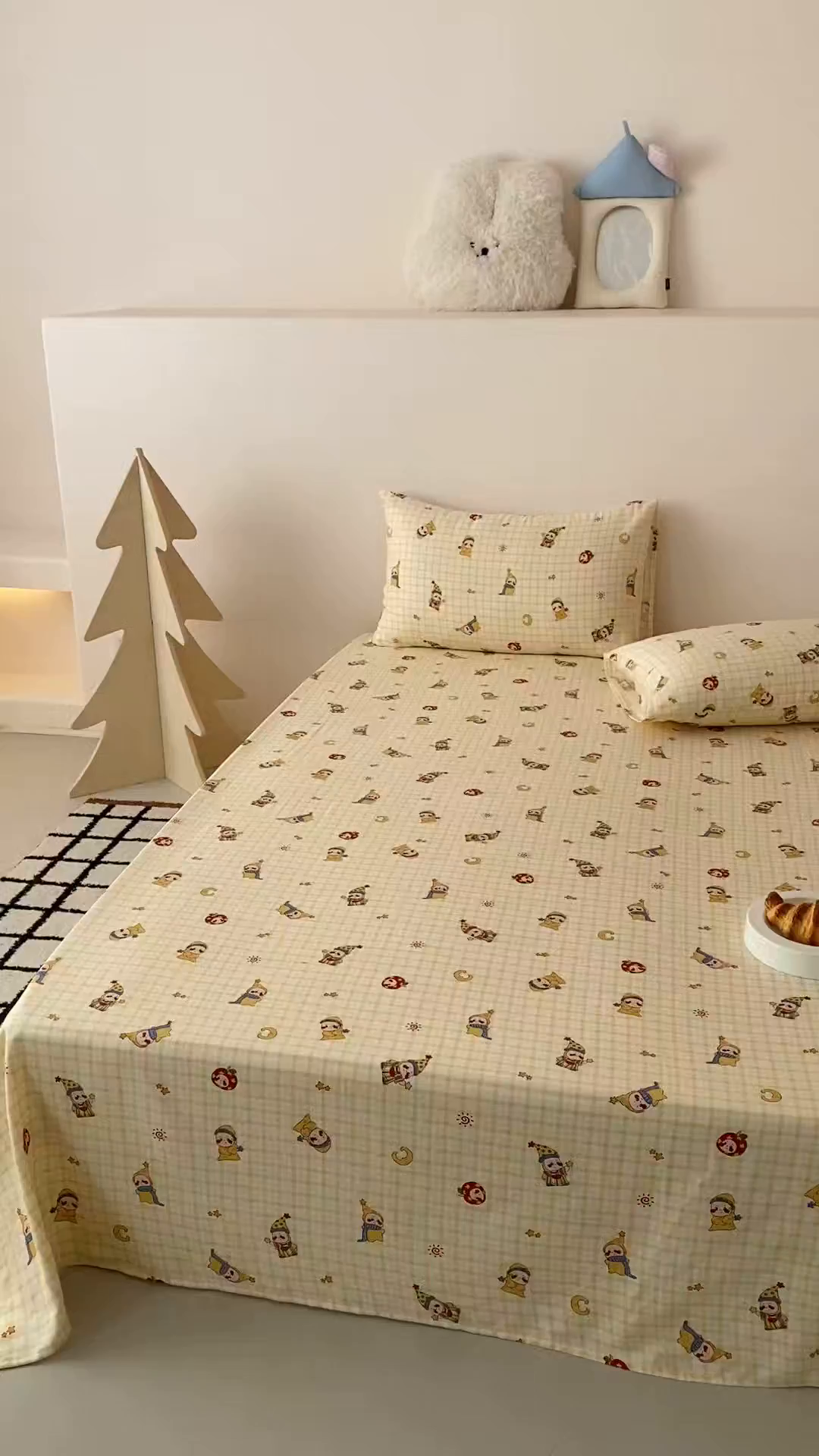 91家纺网 家纺一手货源 找家纺 8小时家纺 2025新款40s天然肌理双层纱单品床单 星星人