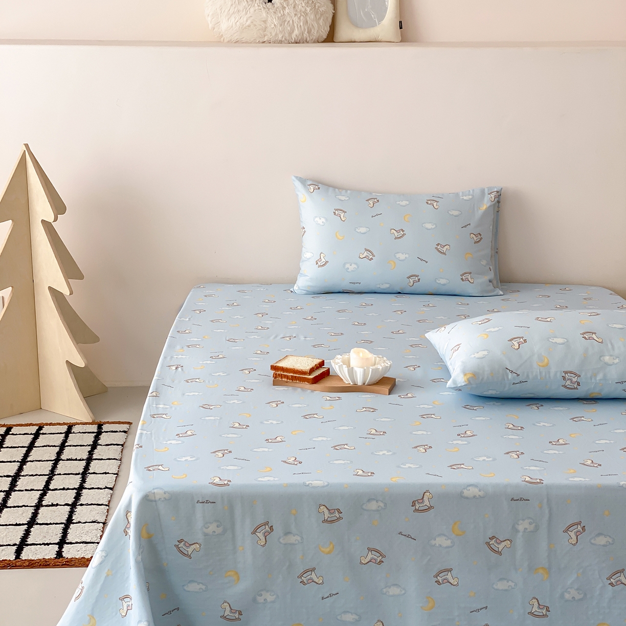 91家纺网 家纺一手货源 找家纺 8小时家纺 2025新款40s天然肌理双层纱单品床单 摇篮曲