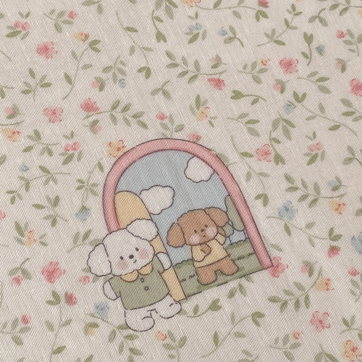 91家纺网 家纺一手货源 找家纺 8小时家纺 2025新款40s天然肌理双层纱单品床单 快乐小狗床单