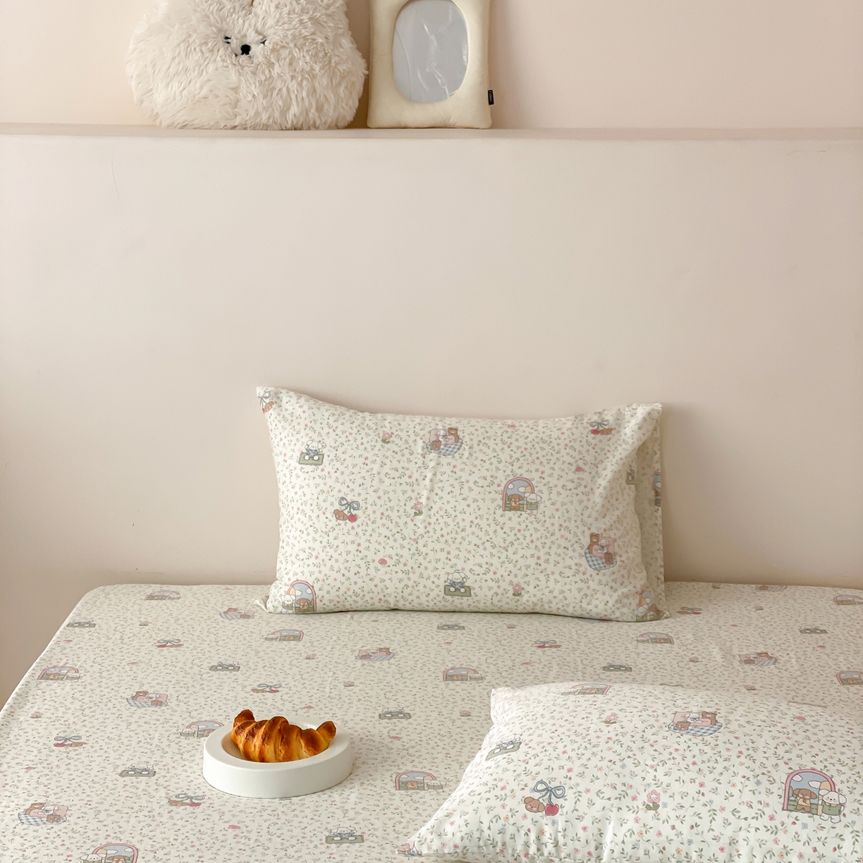 91家纺网 家纺一手货源 找家纺 8小时家纺 2025新款40s天然肌理双层纱单品床单 快乐小狗床单