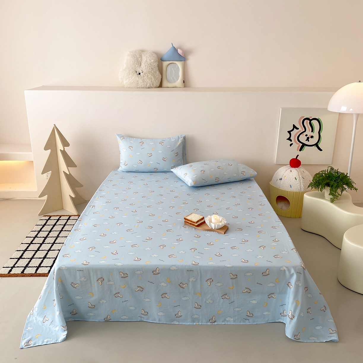 8小时家纺 2025新款40s天然肌理双层纱单品床单 摇篮曲