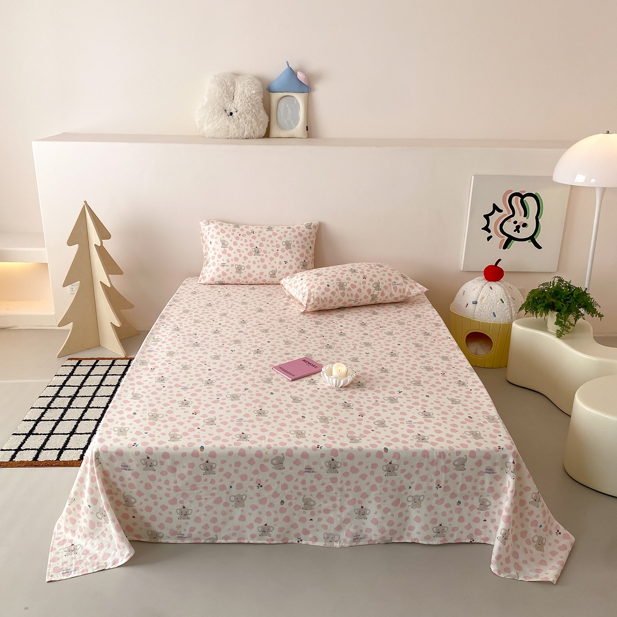 8小时家纺 2025新款40s天然肌理双层纱单品床单 斑点象