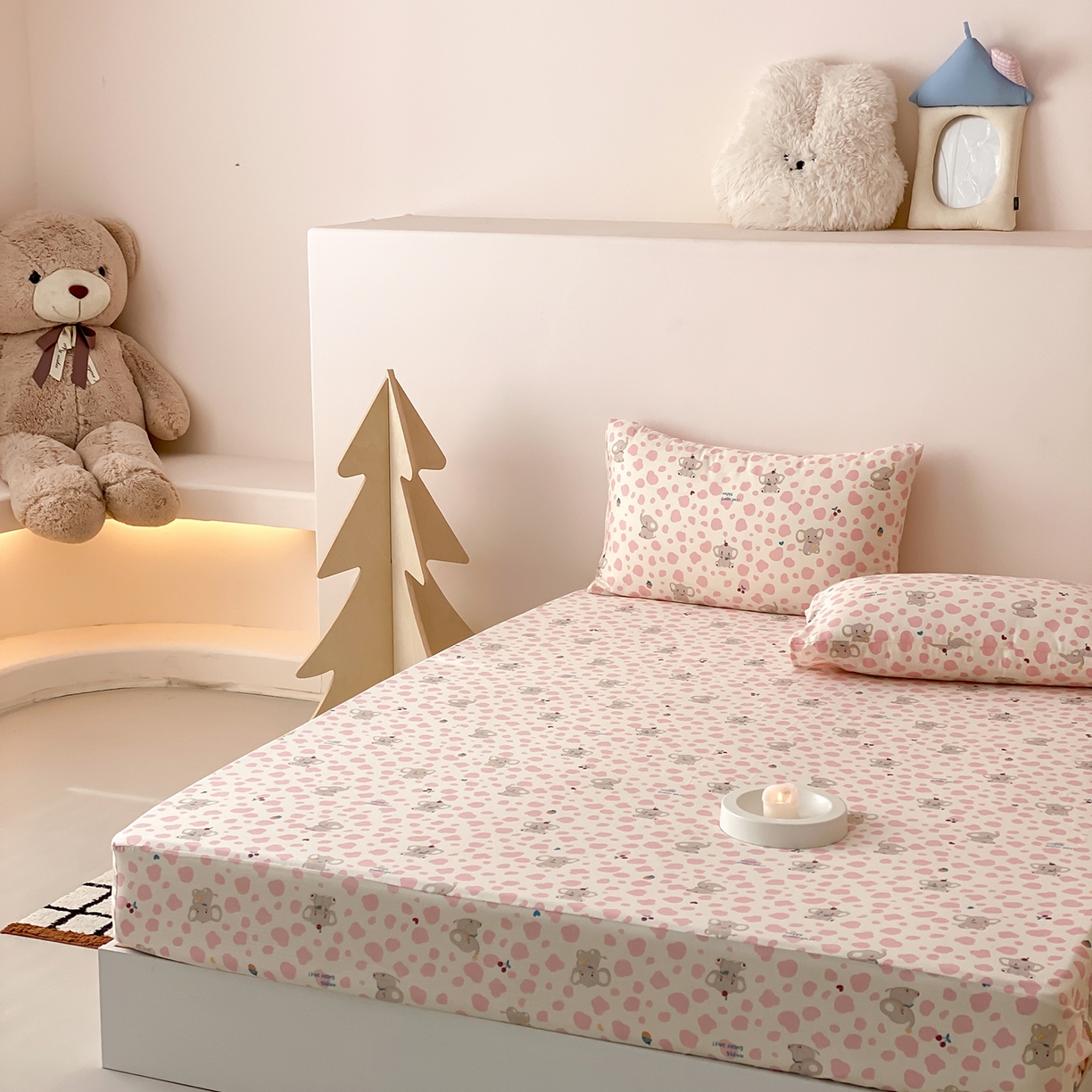 91家纺网 家纺一手货源 找家纺 8小时家纺 2025新款40s天然肌理双层纱单品床笠 斑点象