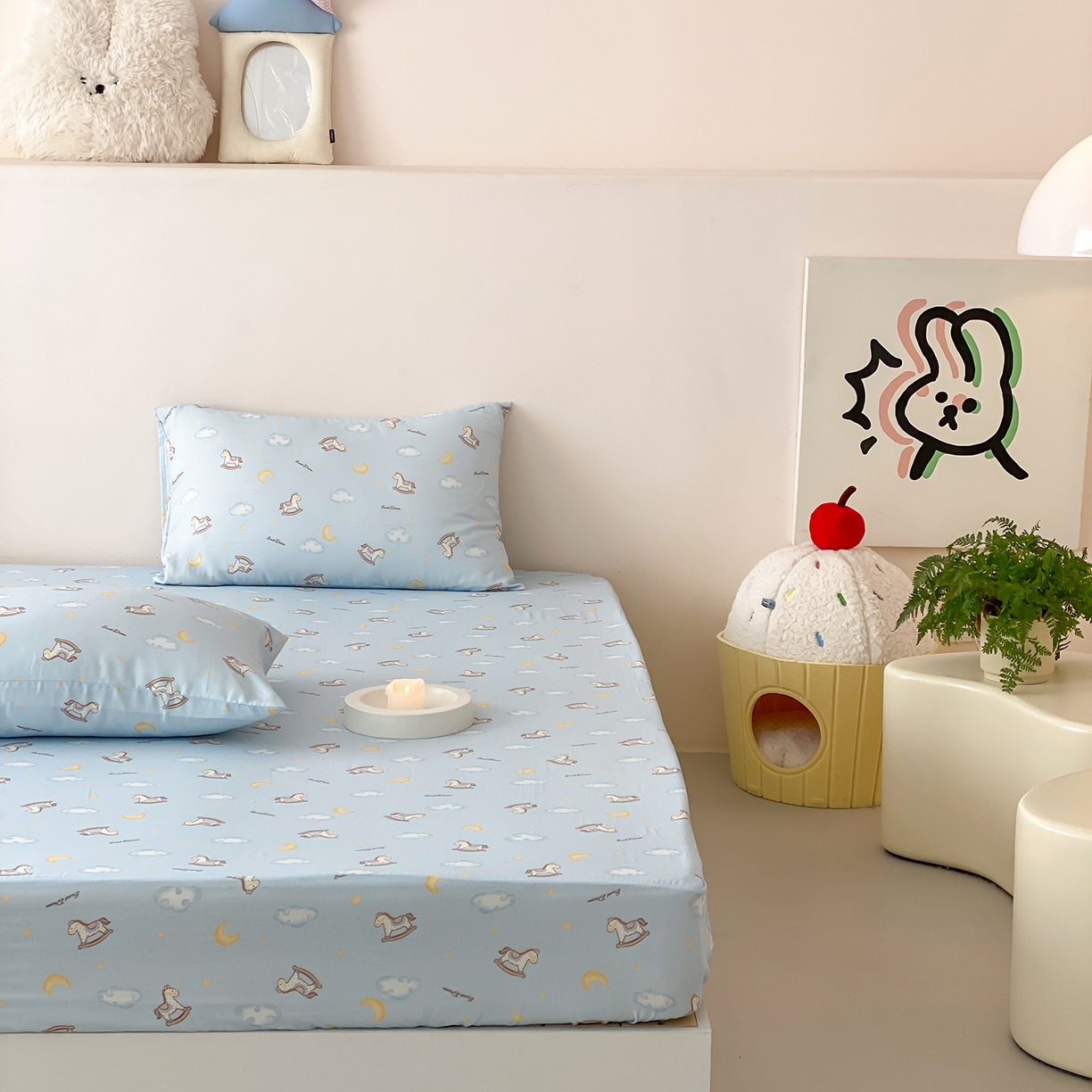 91家纺网 家纺一手货源 找家纺 8小时家纺 2025新款40s天然肌理双层纱单品床笠 摇篮曲