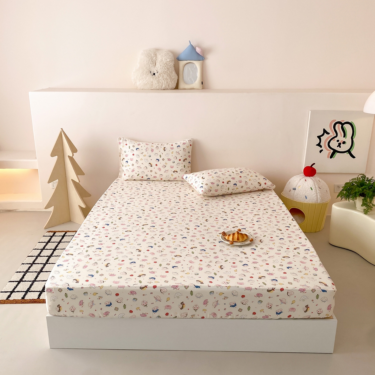 8小时家纺 2025新款40s天然肌理双层纱单品床笠 小新