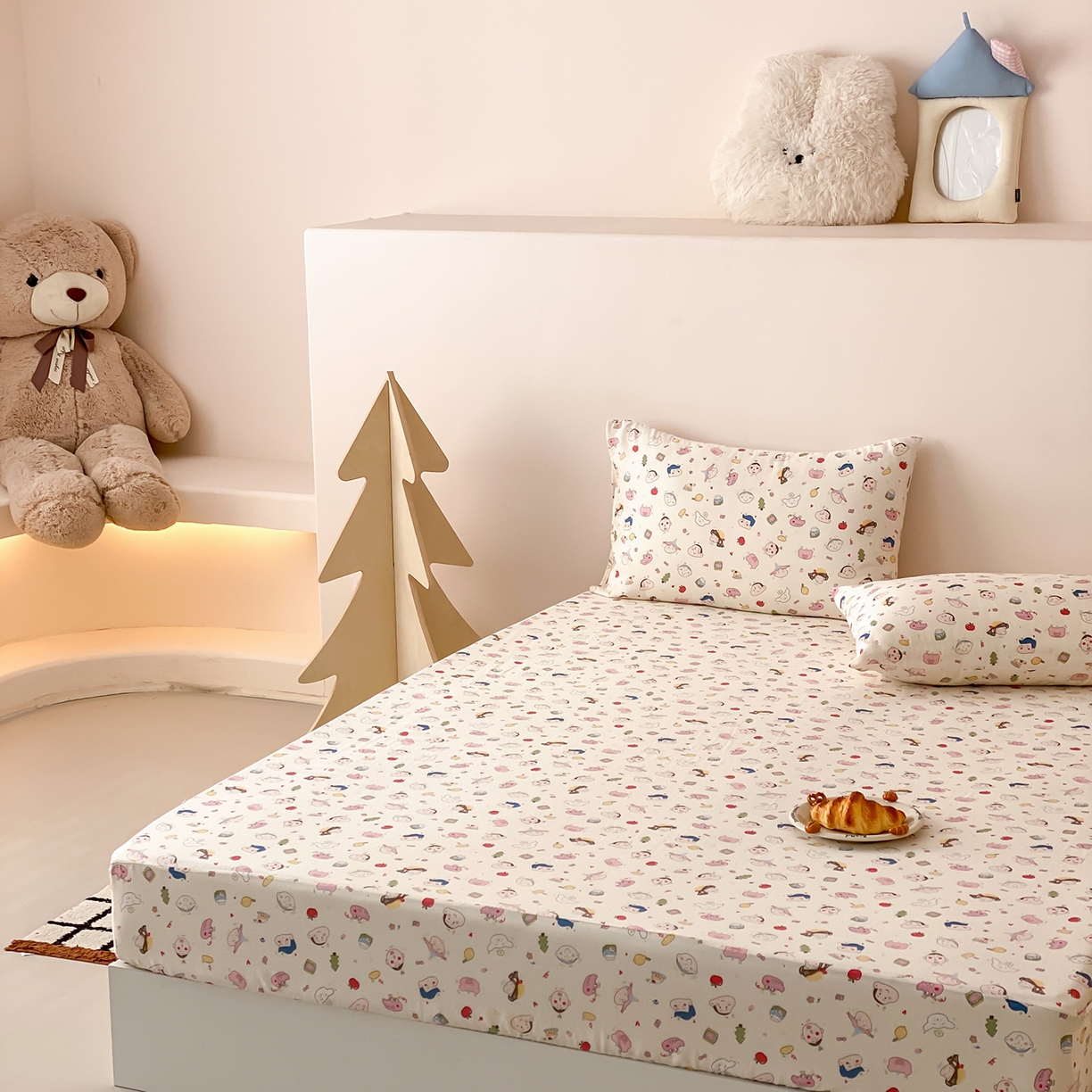 91家纺网 家纺一手货源 找家纺 8小时家纺 2025新款40s天然肌理双层纱单品床笠 小新