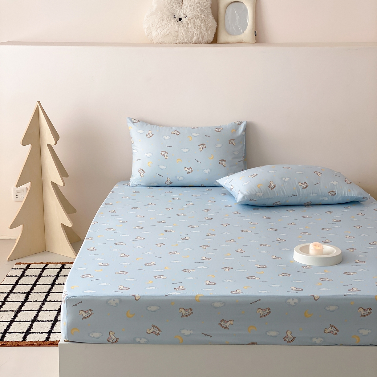 91家纺网 家纺一手货源 找家纺 8小时家纺 2025新款40s天然肌理双层纱单品床笠 摇篮曲