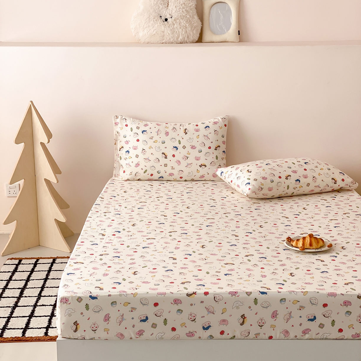 91家纺网 家纺一手货源 找家纺 8小时家纺 2025新款40s天然肌理双层纱单品床笠 小新