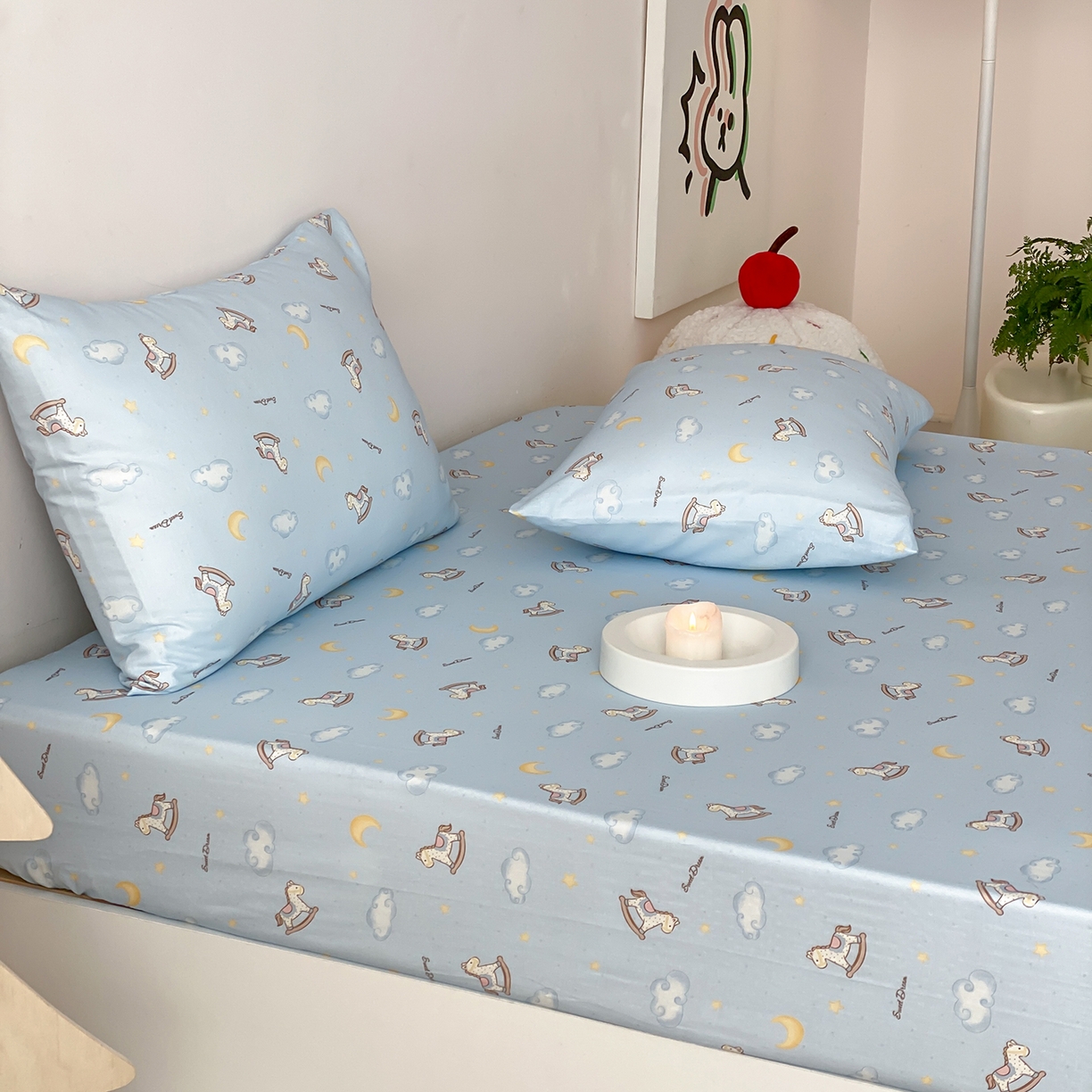 91家纺网 家纺一手货源 找家纺 8小时家纺 2025新款40s天然肌理双层纱单品床笠 摇篮曲