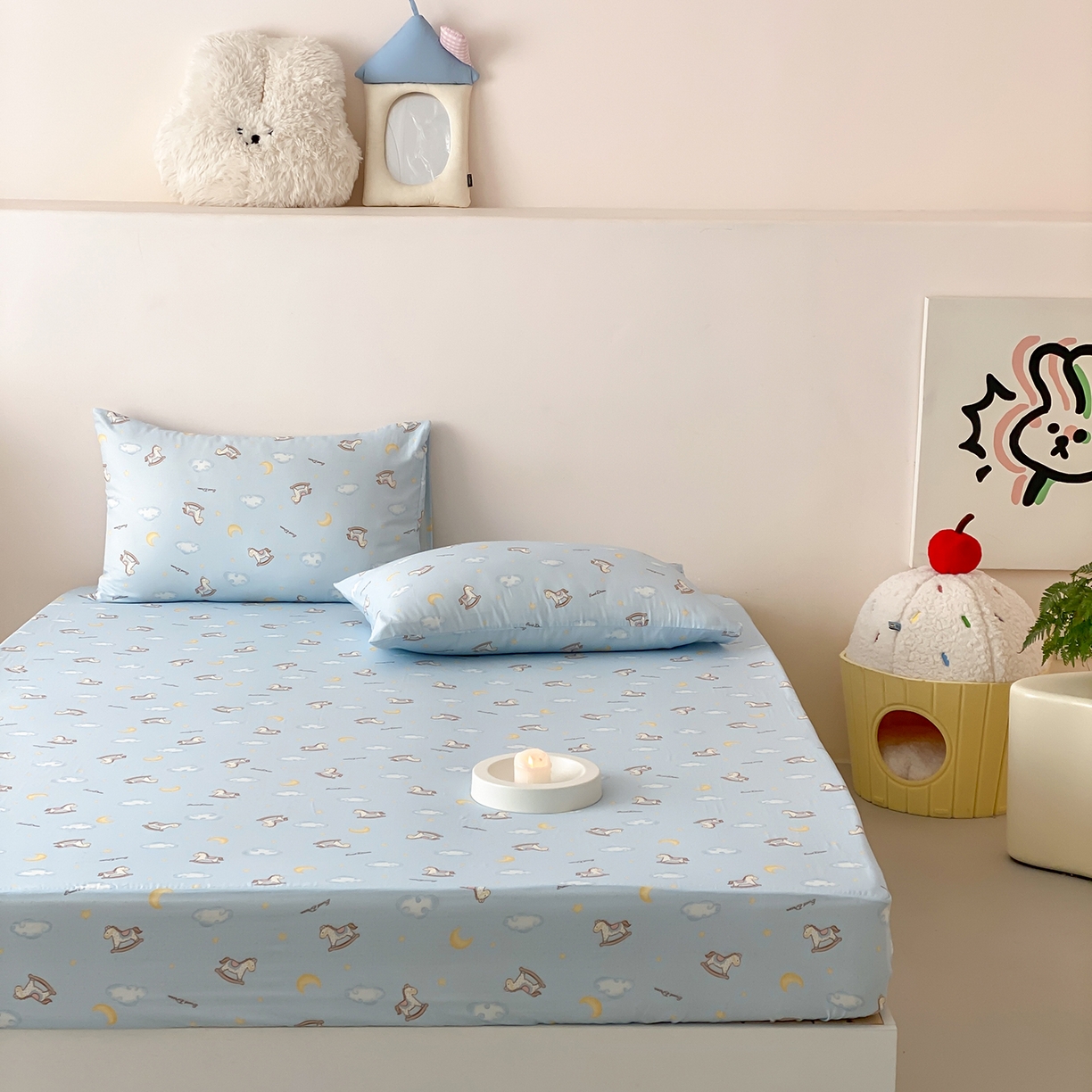 91家纺网 家纺一手货源 找家纺 8小时家纺 2025新款40s天然肌理双层纱单品床笠 摇篮曲