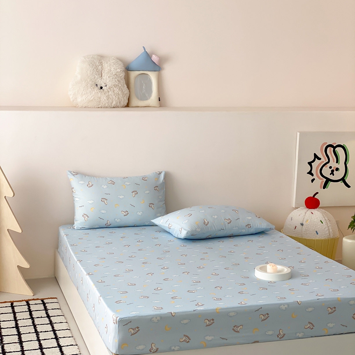 91家纺网 家纺一手货源 找家纺 8小时家纺 2025新款40s天然肌理双层纱单品床笠 摇篮曲