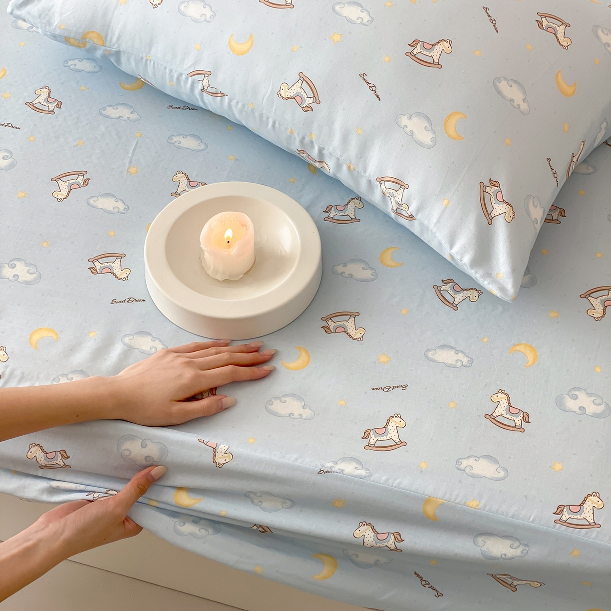 91家纺网 家纺一手货源 找家纺 8小时家纺 2025新款40s天然肌理双层纱单品床笠 摇篮曲