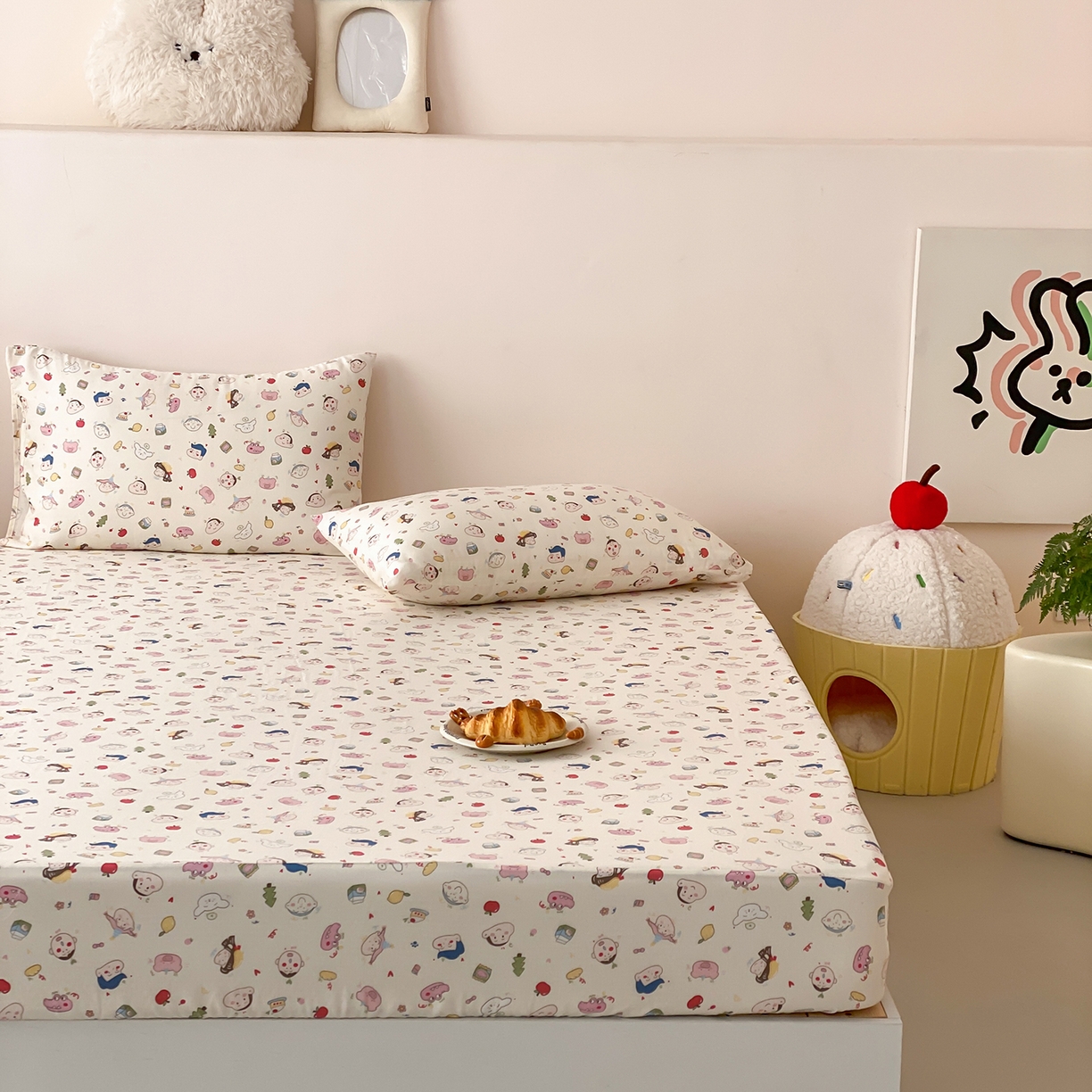 91家纺网 家纺一手货源 找家纺 8小时家纺 2025新款40s天然肌理双层纱单品床笠 小新