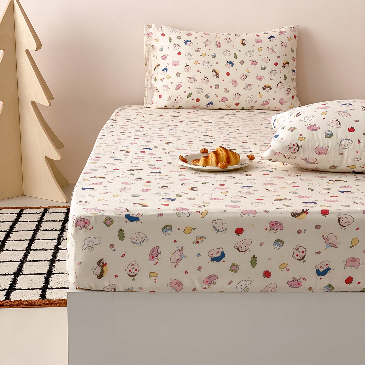 91家纺网 家纺一手货源 找家纺 8小时家纺 2025新款40s天然肌理双层纱单品床笠 小新