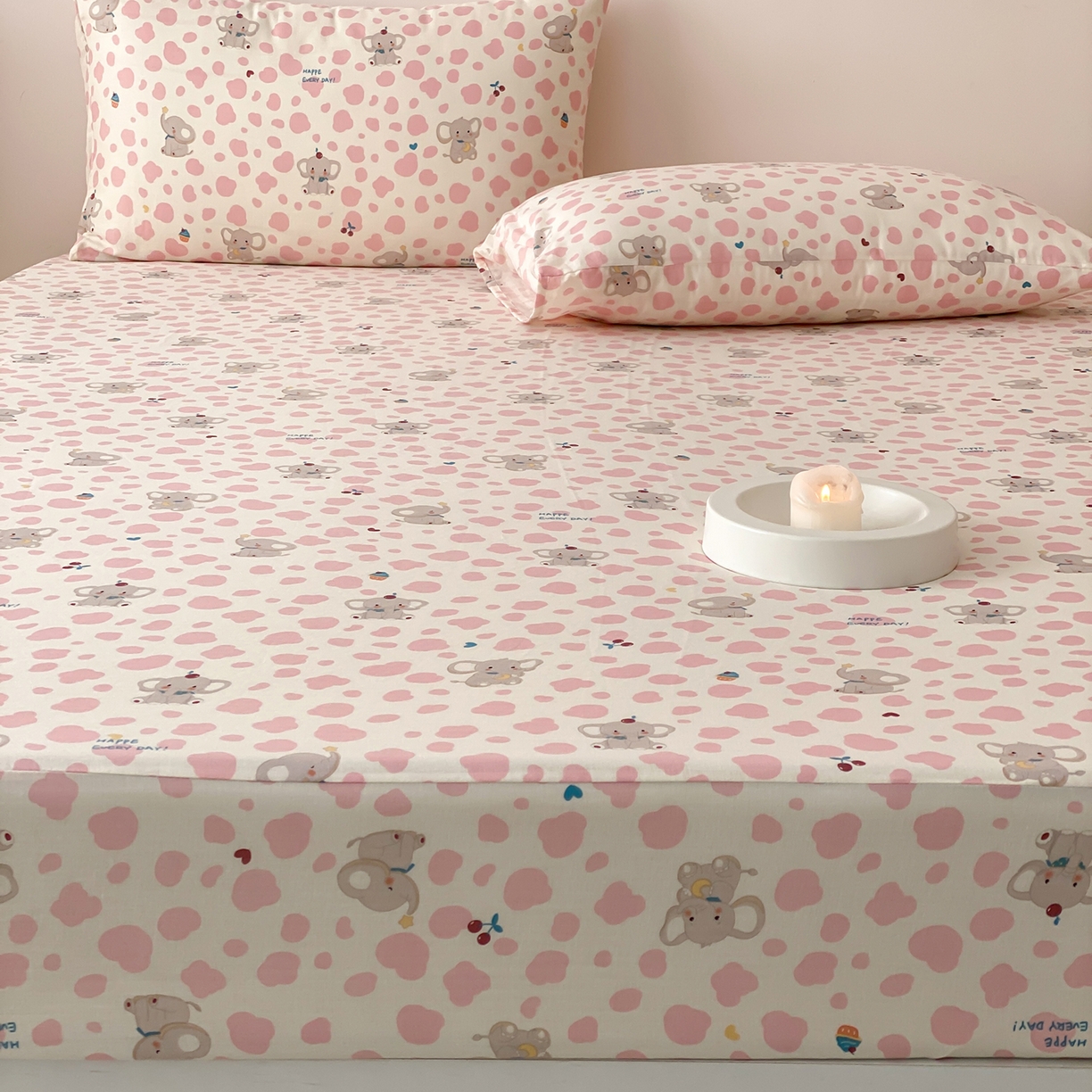 91家纺网 家纺一手货源 找家纺 8小时家纺 2025新款40s天然肌理双层纱单品床笠 斑点象