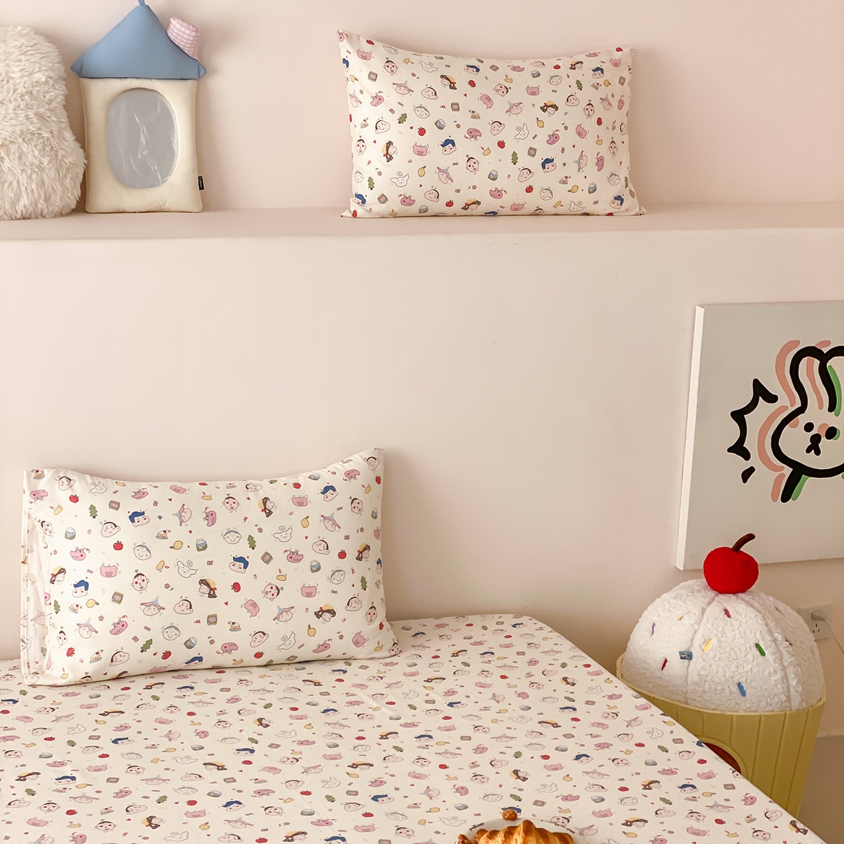 91家纺网 家纺一手货源 找家纺 8小时家纺 2025新款40s天然肌理双层纱单品床笠 小新