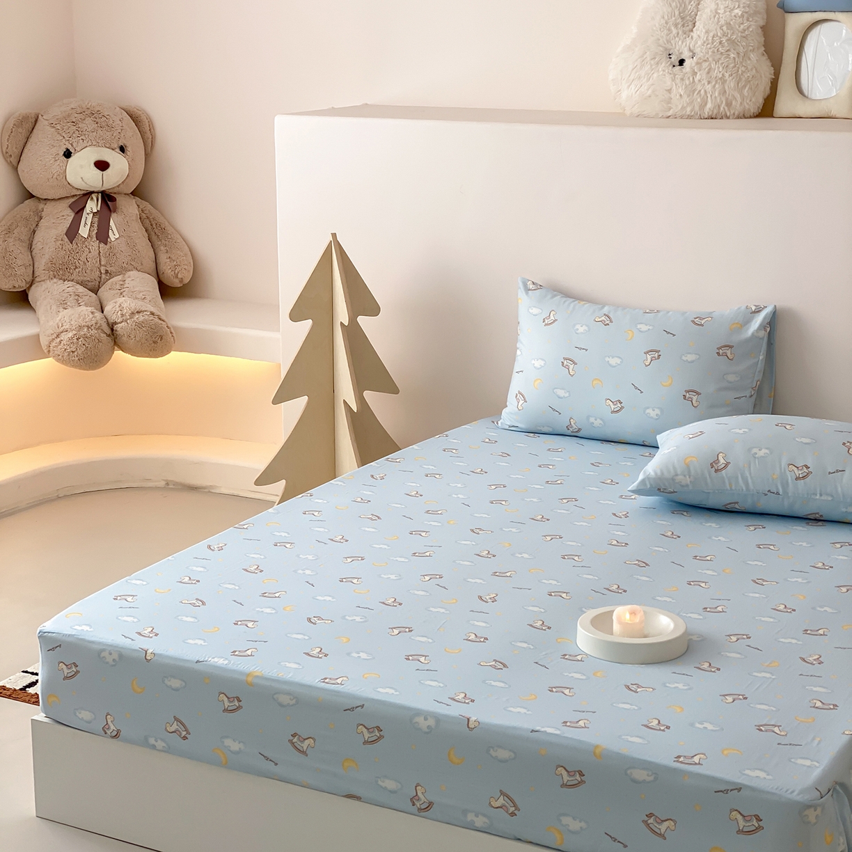 91家纺网 家纺一手货源 找家纺 8小时家纺 2025新款40s天然肌理双层纱单品床笠 摇篮曲