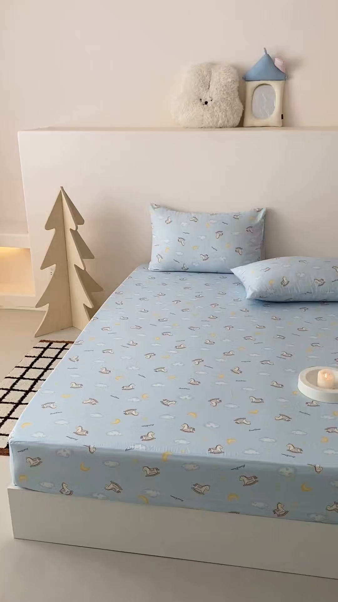 91家纺网 家纺一手货源 找家纺 8小时家纺 2025新款40s天然肌理双层纱单品床笠 摇篮曲