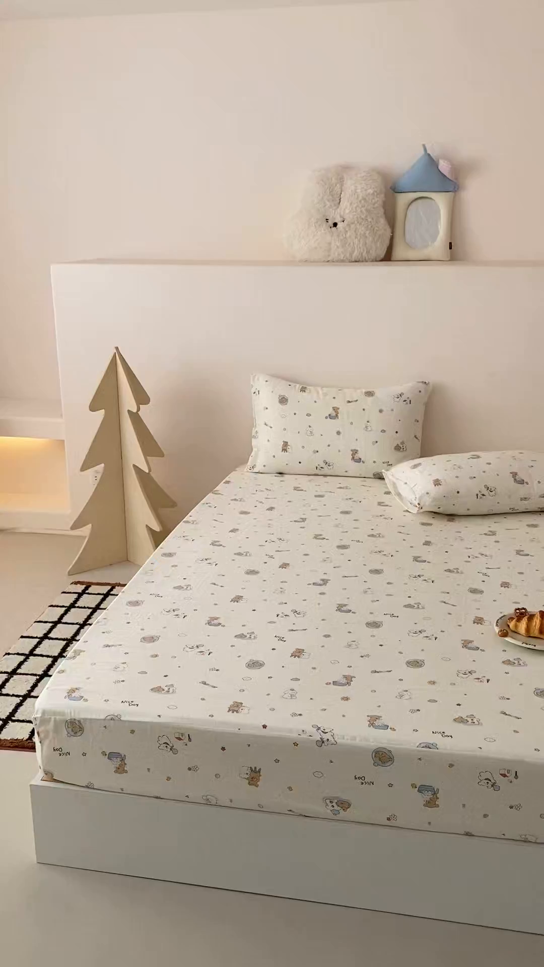 91家纺网 家纺一手货源 找家纺 8小时家纺 2025新款40s天然肌理双层纱单品床笠 泡泡布丁