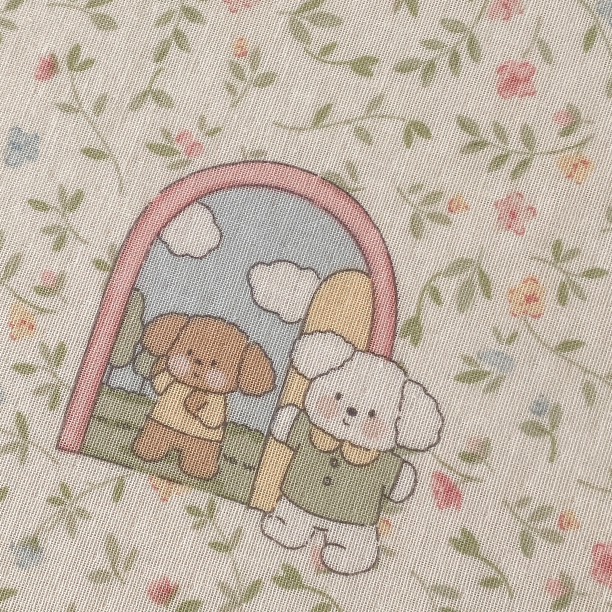 91家纺网 家纺一手货源 找家纺 8小时家纺 2025新款40s天然肌理双层纱单品床笠 快乐小狗