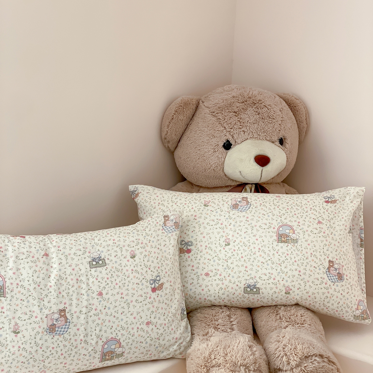 8小时家纺 2025新款40s天然肌理双层纱单品枕套 快乐小狗