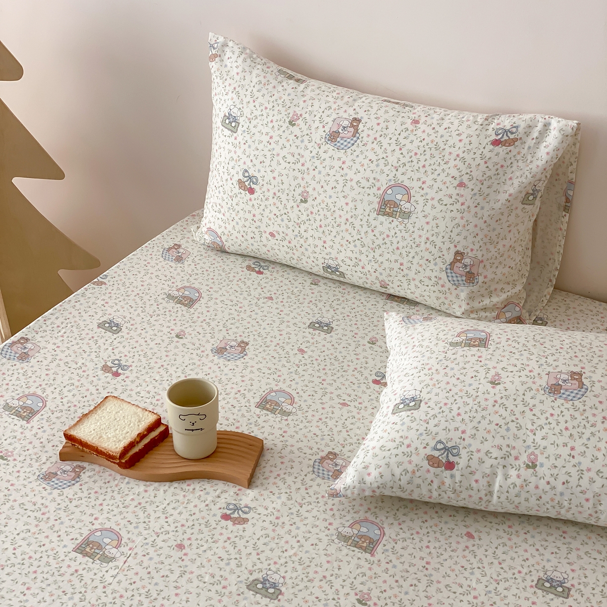 91家纺网 家纺一手货源 找家纺 8小时家纺 2025新款40s天然肌理双层纱单品枕套 快乐小狗