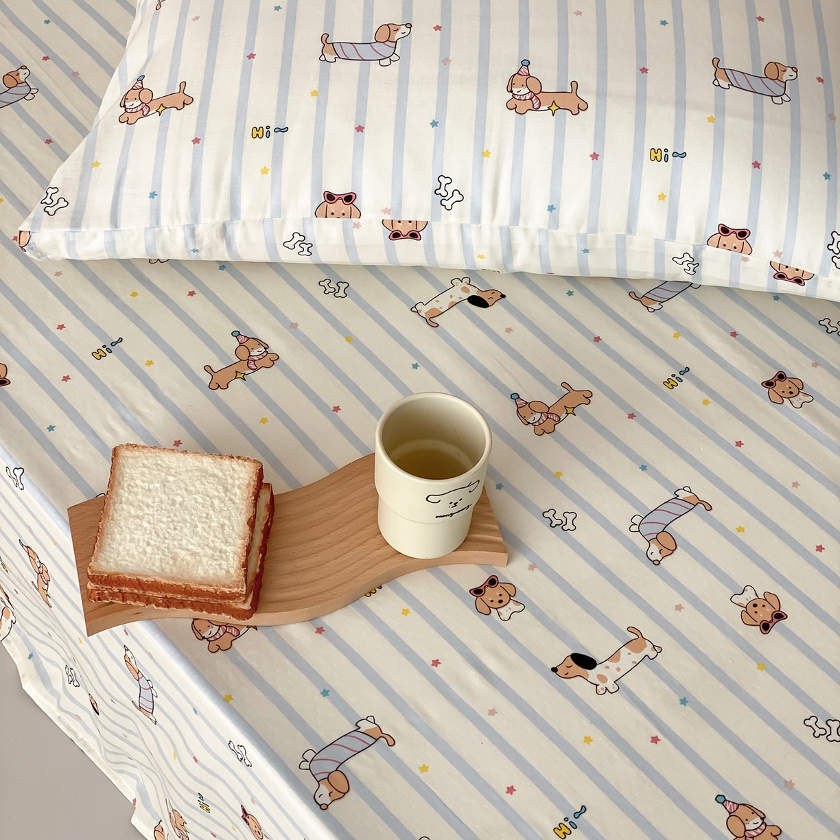 91家纺网 家纺一手货源 找家纺 8小时家纺 2025新款40s天然肌理双层纱单品枕套 腊肠狗