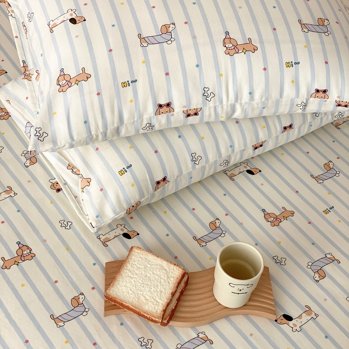 91家纺网 家纺一手货源 找家纺 8小时家纺 2025新款40s天然肌理双层纱单品枕套 腊肠狗