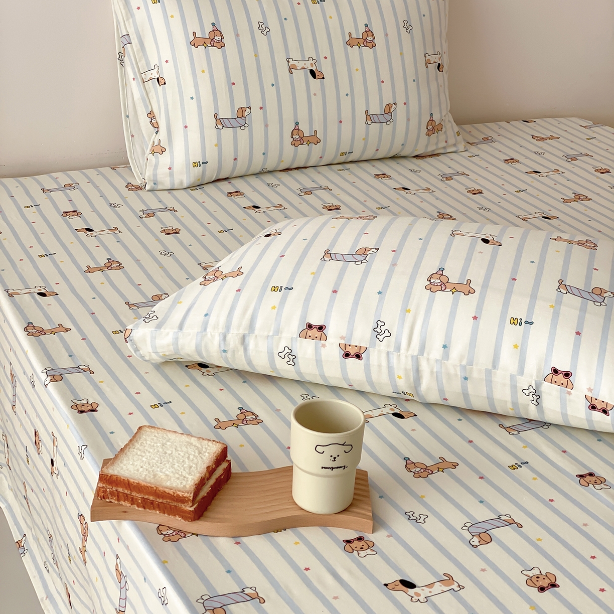 91家纺网 家纺一手货源 找家纺 8小时家纺 2025新款40s天然肌理双层纱单品枕套 腊肠狗