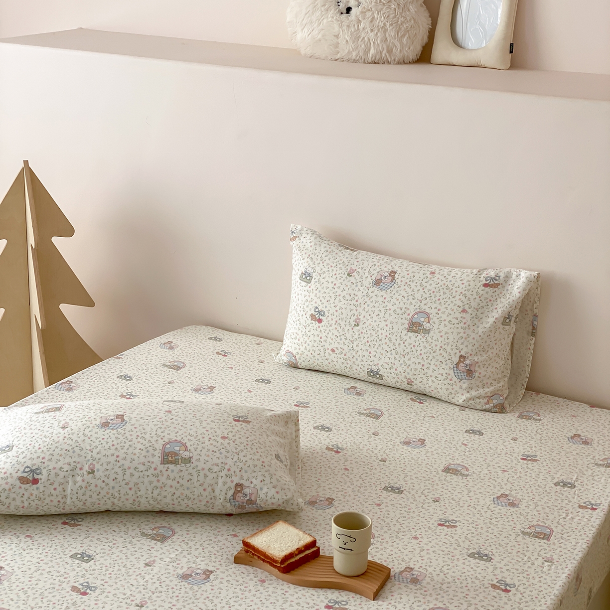 91家纺网 家纺一手货源 找家纺 8小时家纺 2025新款40s天然肌理双层纱单品枕套 快乐小狗