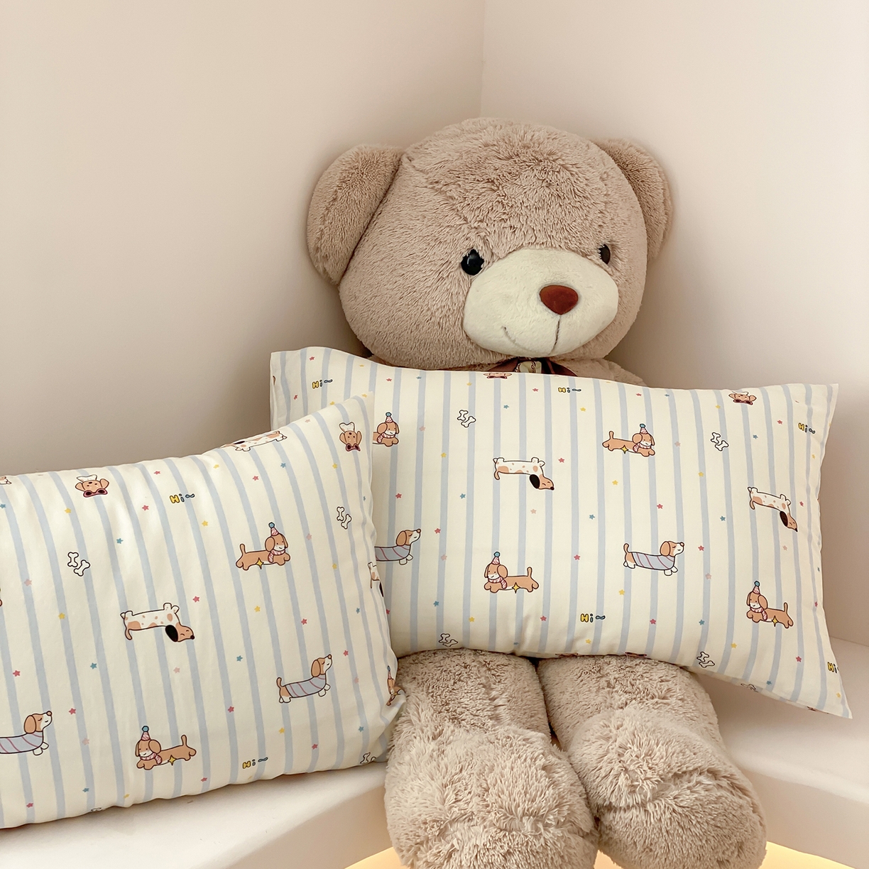 8小时家纺 2025新款40s天然肌理双层纱单品枕套 腊肠狗